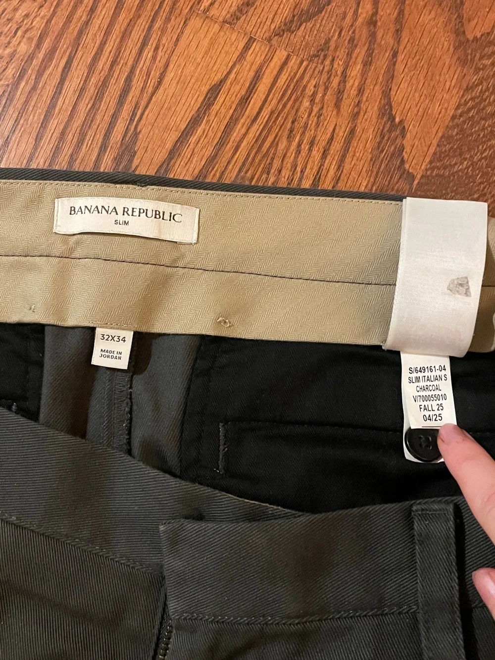 Banana Republic Men's “Slim Italian” Charcoal Gray Chinos 32x34